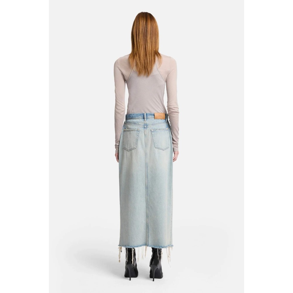 7 For All Mankind Distressed Asymmetrical Denim Maxi Skirt Size 27 - Picture 7 of 13